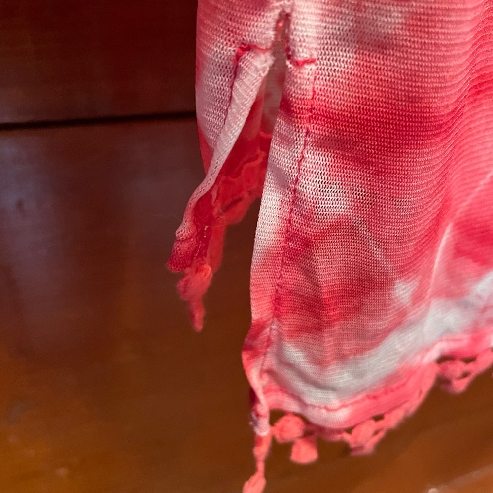 INC. woman’s sheer tie‎ dye top with ball fringe trimming, size medium - Picture 8 of 9